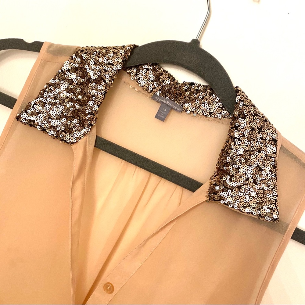 Sheer button up tank top